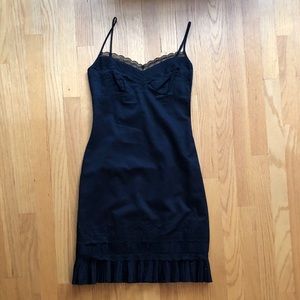 BCBG black cotton lace slip dress